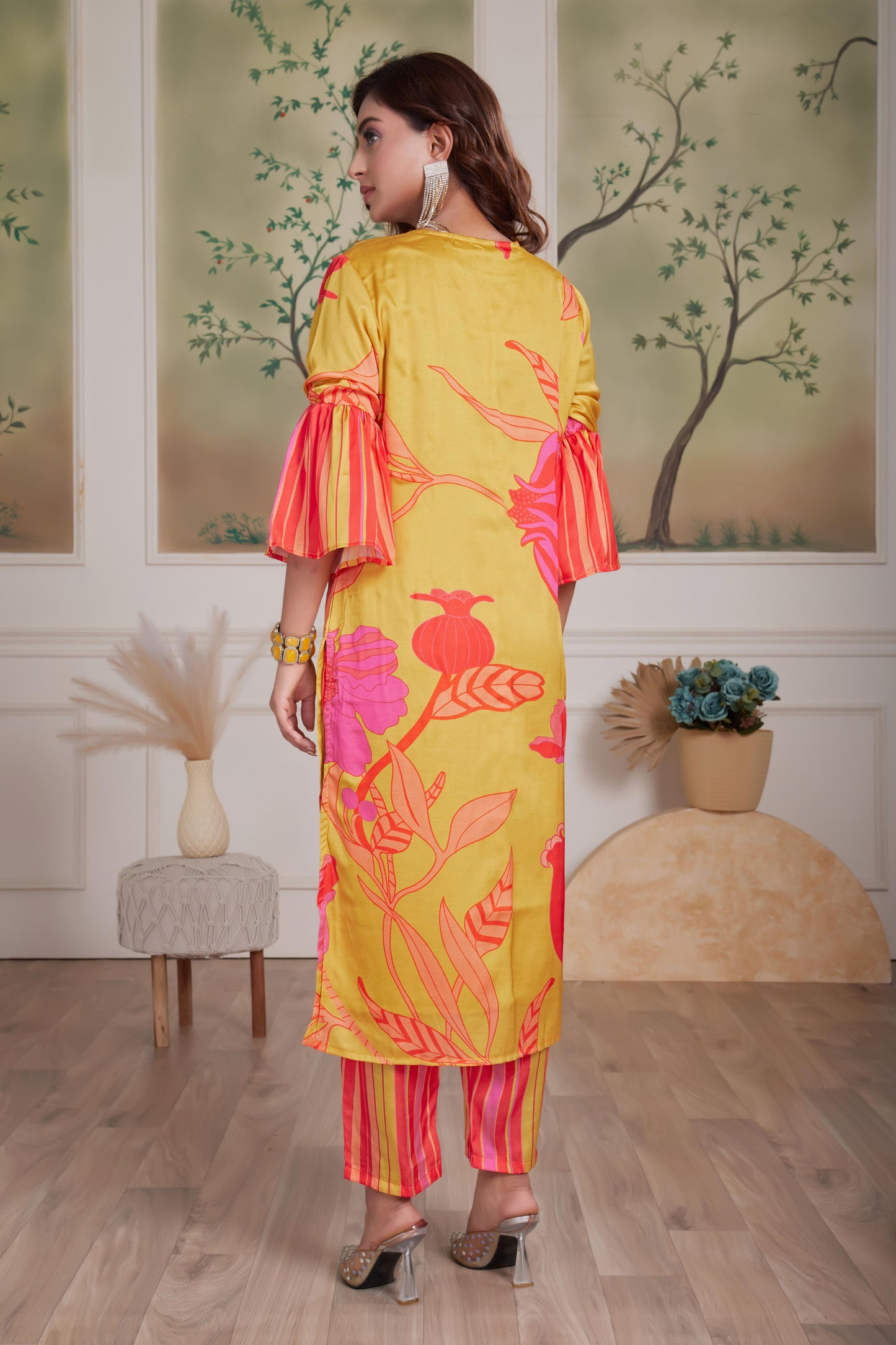 Rani Mustard Silk Kurta Set with Dupatta