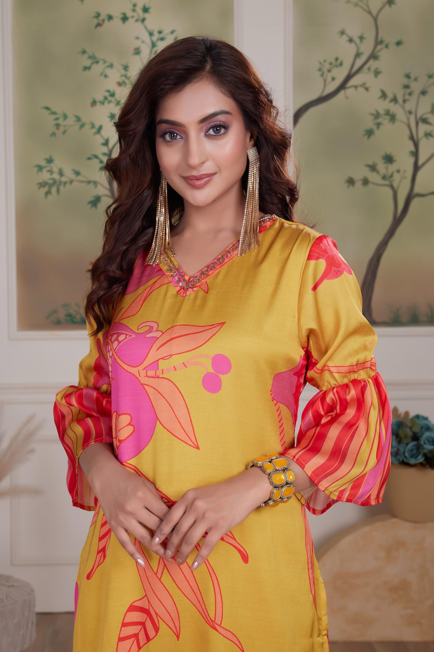 Rani Mustard Silk Kurta Set with Dupatta