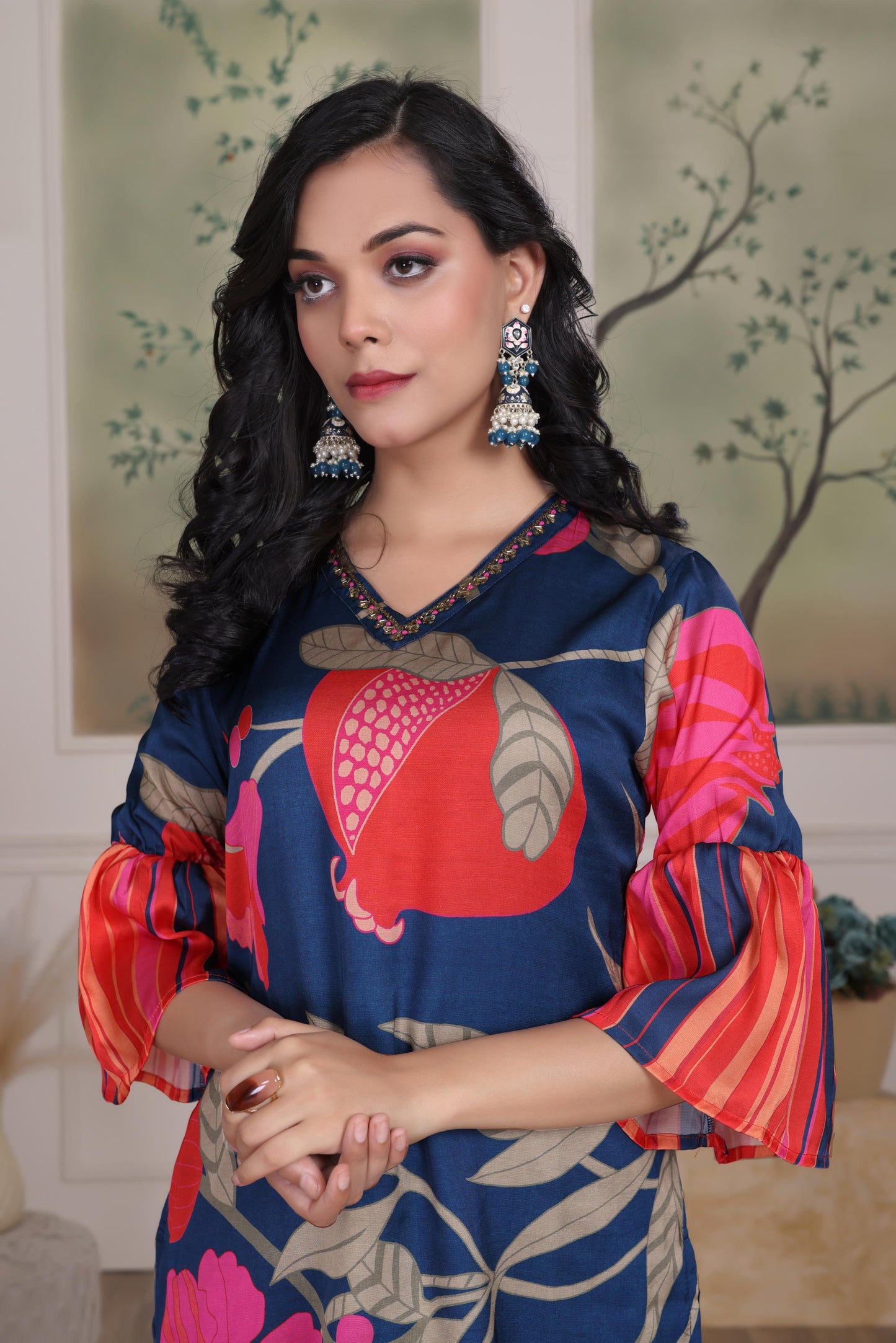 Rani Blue Silk Kurta Set with Dupatta