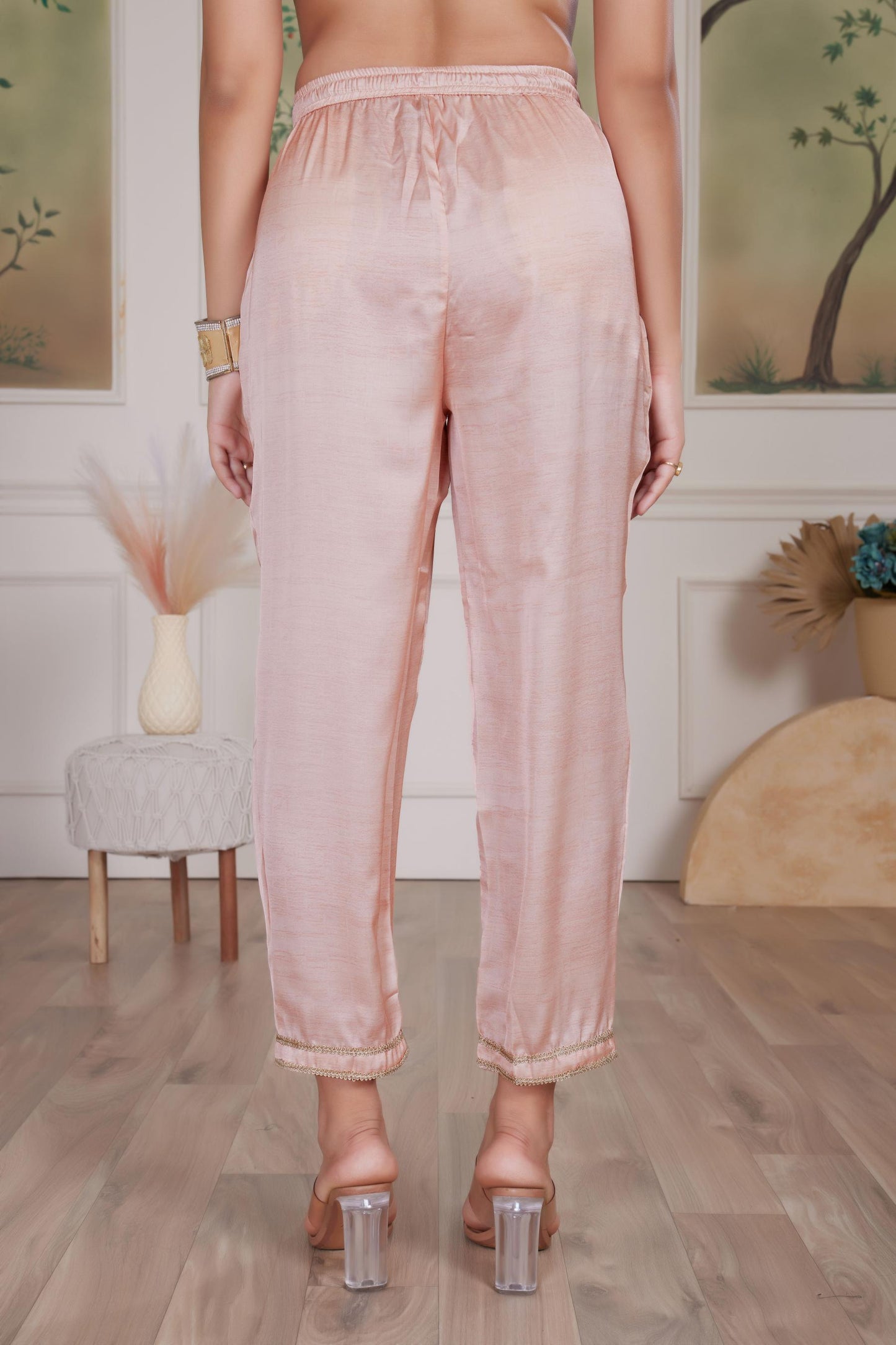 Tasneem Silk Peach Kurta Set with Dupatta