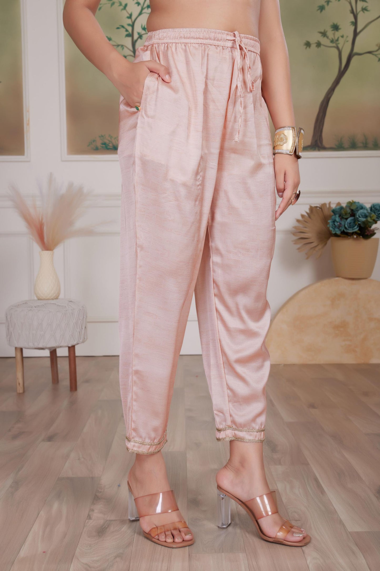 Tasneem Silk Peach Kurta Set with Dupatta