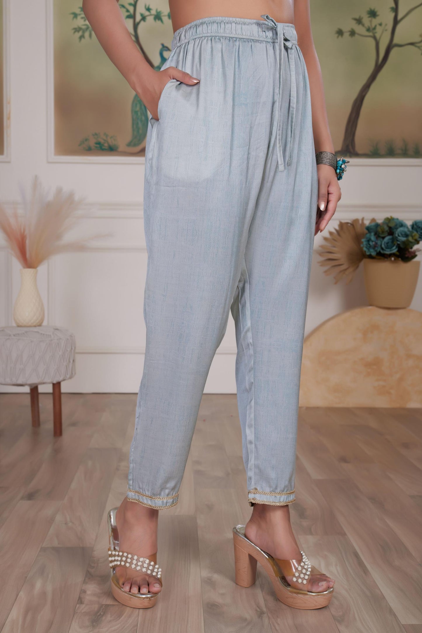 Tasneem Silk Teal Kurta Set with Dupatta