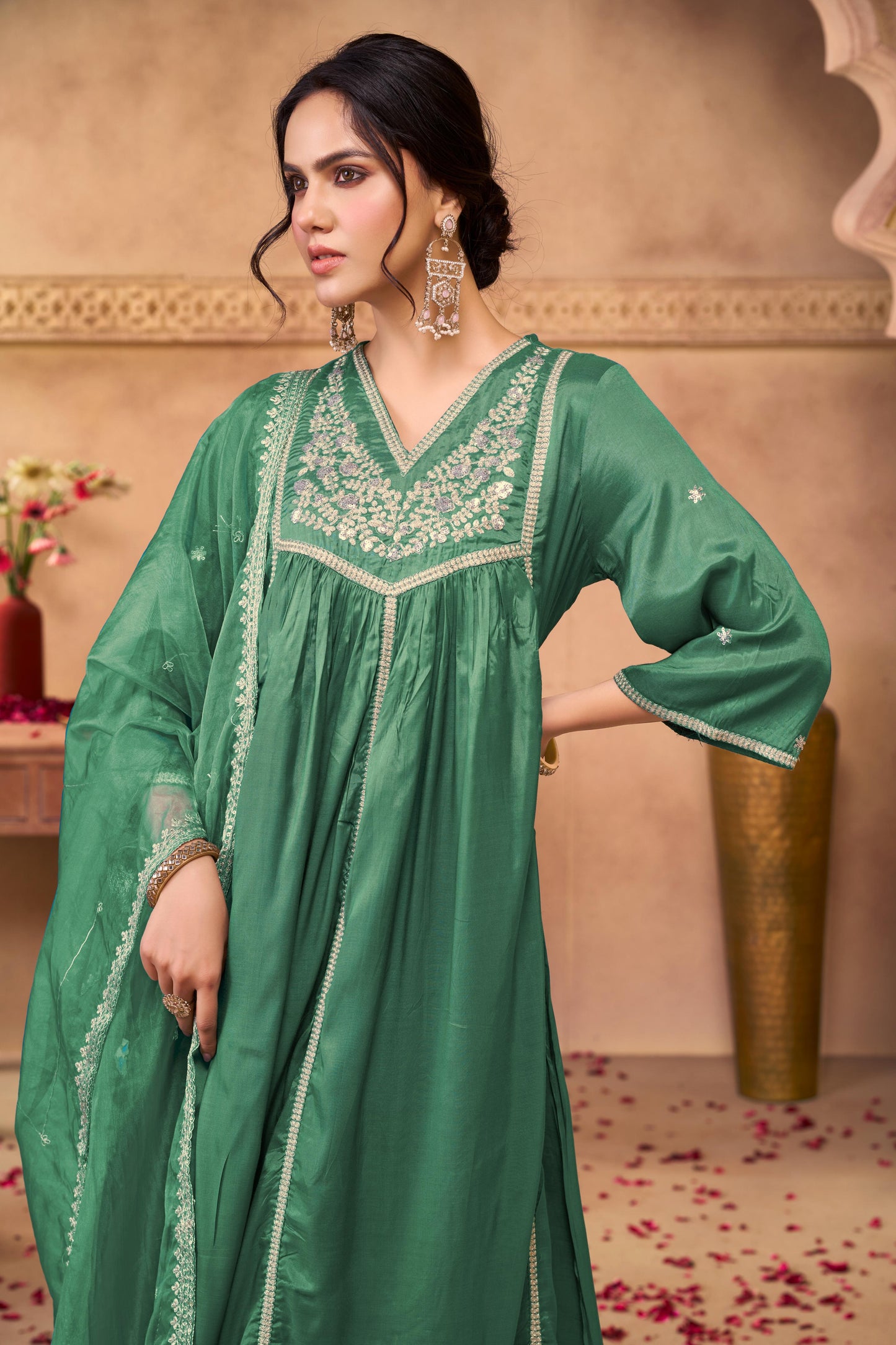 Praniti Muslin Green Kurta Set with Dupatta