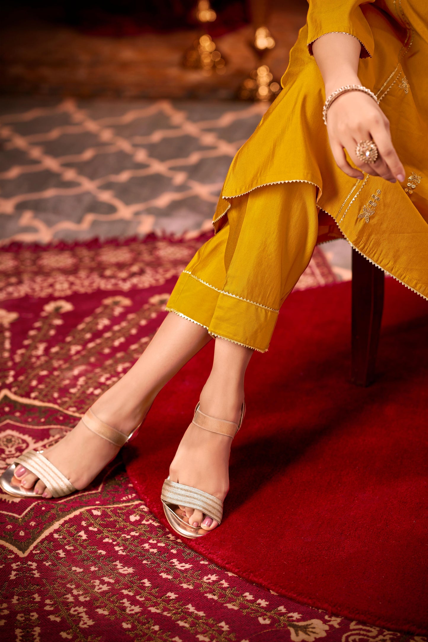 Preet Mustard Chanderi Kurta Set with Dupatta