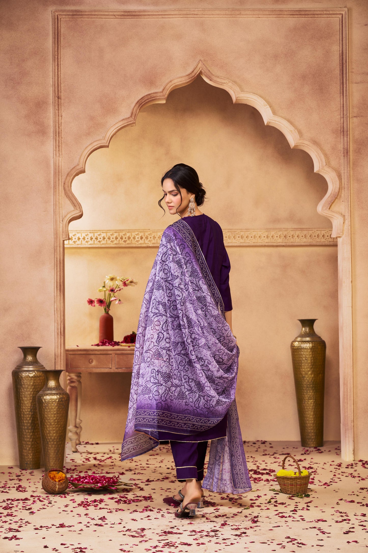 Preet Chanderi Purple Kurta Set with Dupatta