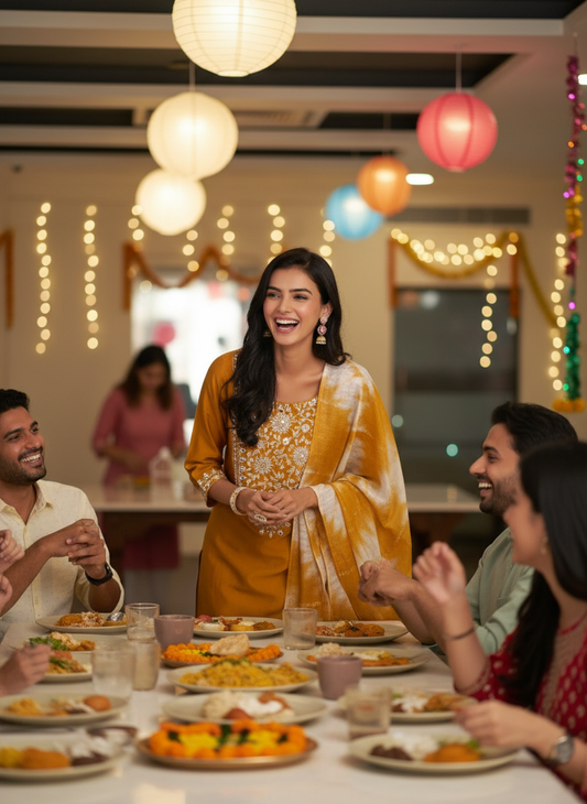 Shreya Silk Mustard Kurta Set with Dupatta