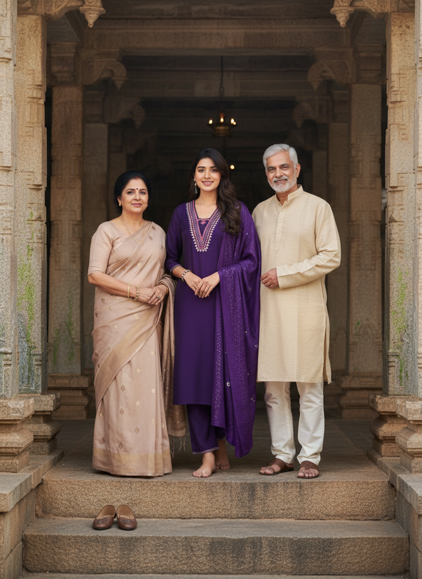 Tapasya Royal Purple Resham Embroidered Kurta Set with Sequins Highlighted Sleeves in Chanderi Silk with Cotton Mul Lining and Hand-Embellished Thread & Sequin Dupatta