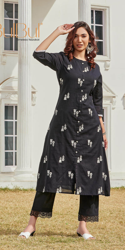 Rashmika Cotton Black Kurta Set