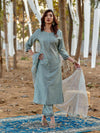 Candace Silk Grey Kurta Set with Dupatta