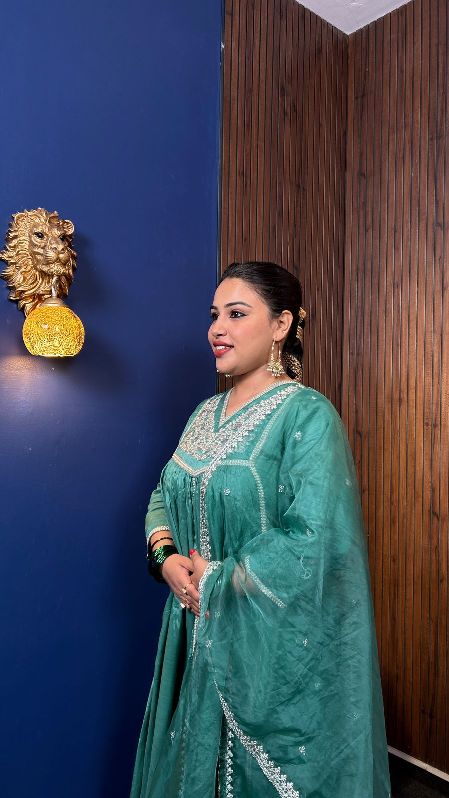 Praniti Viscose Green Kurta Set with Dupatta