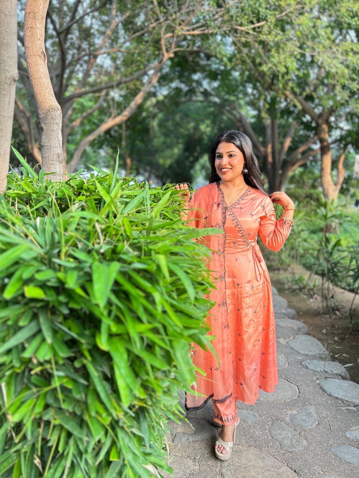 Ruqaiya Peach Viscose Kurta Set with Dupatta