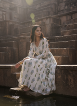 Angrakha Off-white Cotton Cambric Anarkali