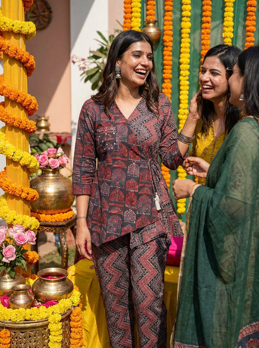 Atrangi Chanderi Red Co-Ord Set