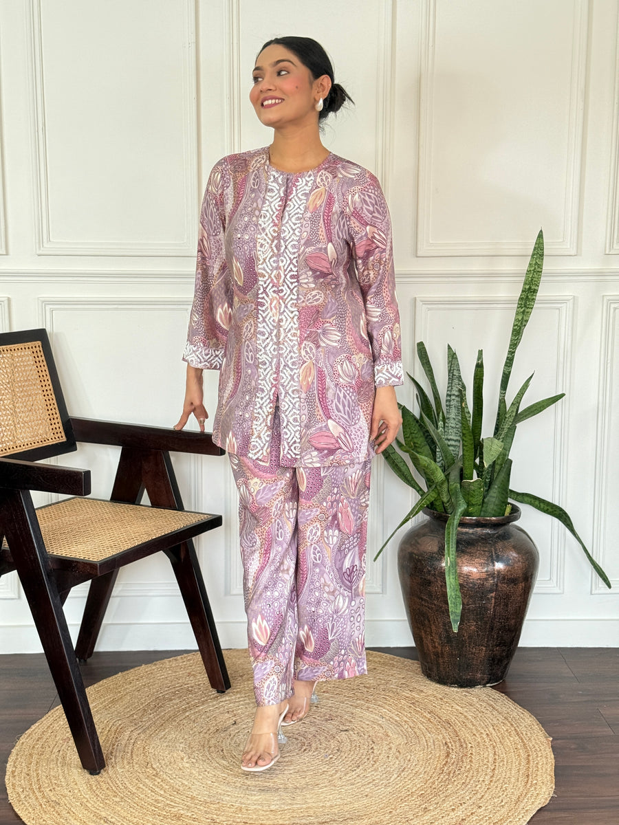 Saumya Muave Modal Chanderi Co-Ord Set