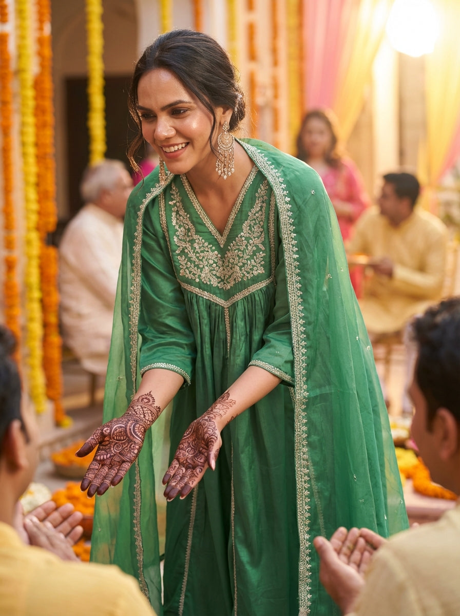 Praniti Muslin Green Kurta Set with Dupatta