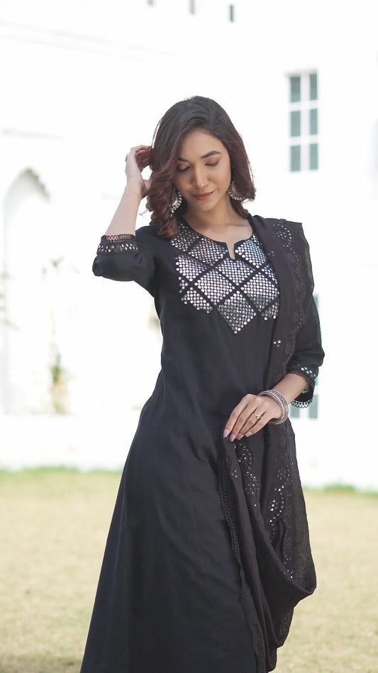 Maryam Black Kurta Set with Dupatta