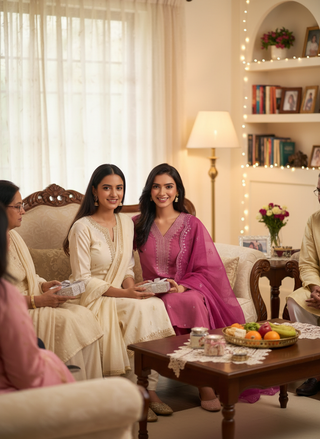 Ragini Pink Resham Thread & Sequin Embroidered Kurta Set with Sequin Dupatta in Chanderi Silk with Cotton Mul Lining