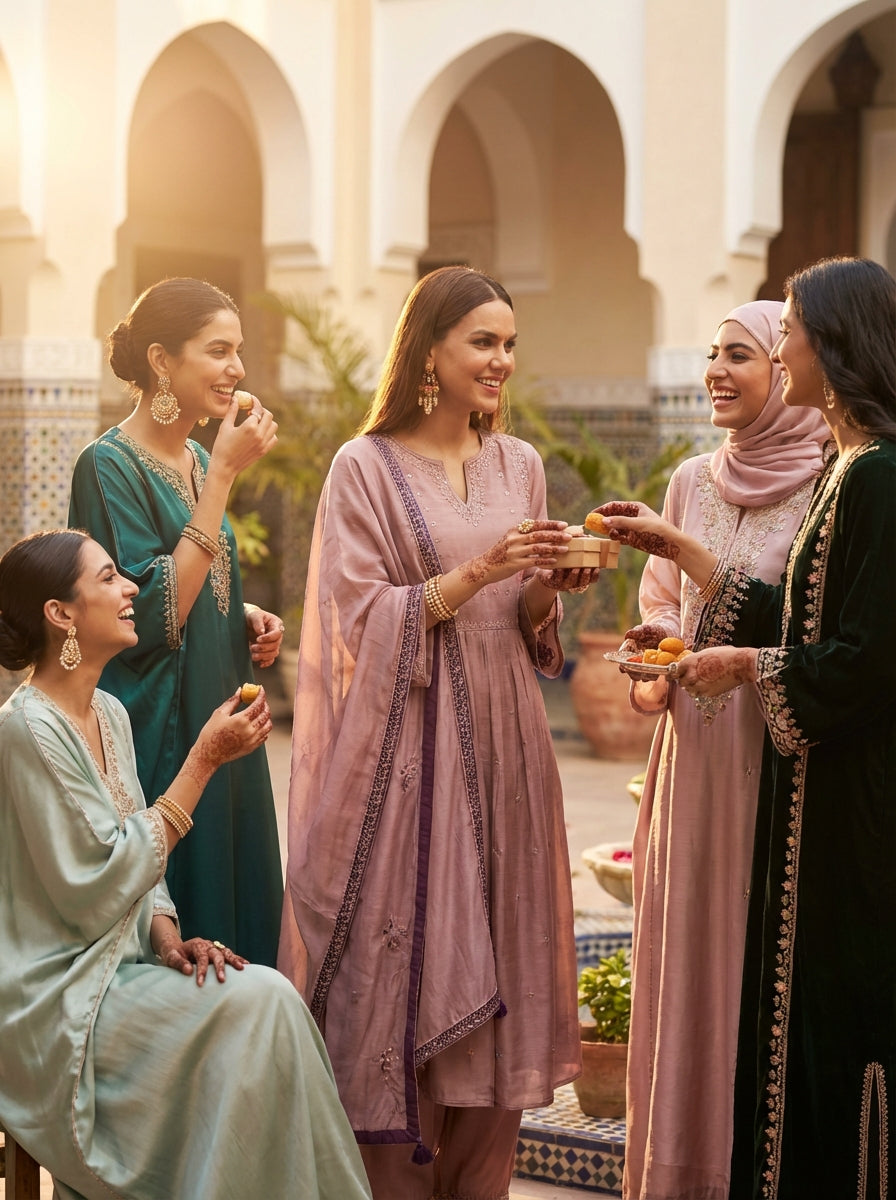 Raajvee Pure Silk Dusty Rose A-Line Kurta Set with Cotton Mul Lining, Handcrafted Zari & Resham Thread Embroidery with Sequin and Bugle Bead Embellishments with Dupatta