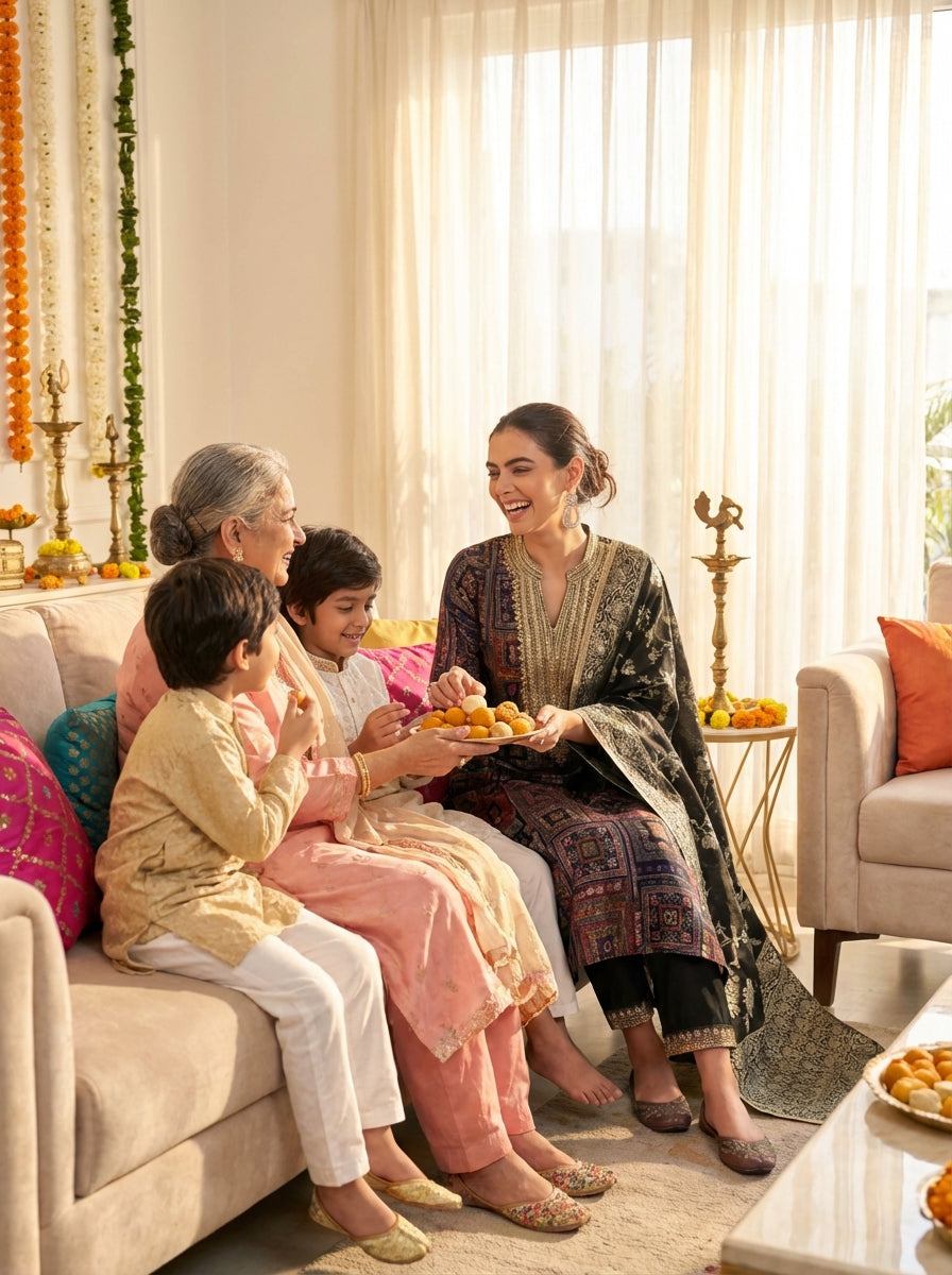 Rashmi Black Chanderi Kurta Set with Dupatta