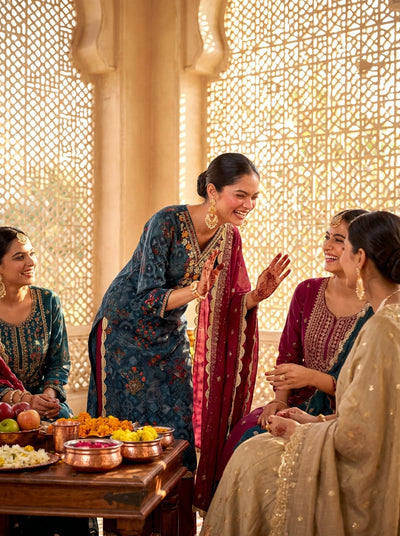 Shehnaaz Navy Kurta Set with Dupatta