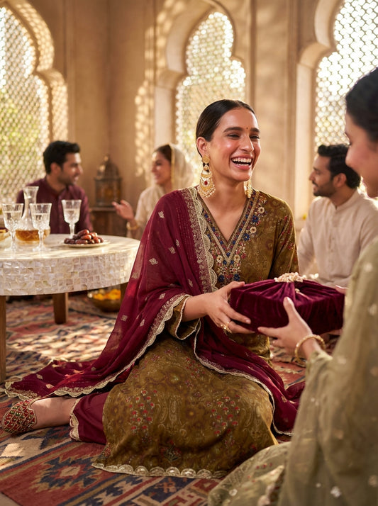 Shehnaaz Brown Kurta Set with Dupatta