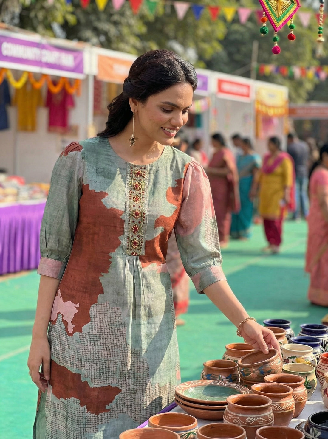 Tanya Pink Printed Satin Silk Kurta Set with Handcrafted Bead, Sequin & Thread Embroidered Designer Placket with Cotton Mul Lining